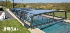 Flache Pool Überdachung AZ-NEO -Baden Verkaufs-Shop Flache Schwimmbaduberdachung OPTIRELAX Schwimmbad Ueberdachung 1200x520