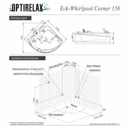 Eckwhirlpool OPX Corner 150/140 -Baden Verkaufs-Shop Optirelax Conrer 150 Anschlussplan 1280x1280