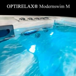 Swimspa Gegenstrompool OPTIRELAX® Modernswim M -Baden Verkaufs-Shop Swimspa Pool mit Gegenstromanlage und blauem Wasser OPTIRELAX Modernswim M 1200x520